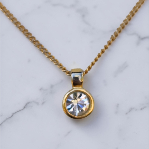 Dior Jewelry - Vintage Christian Dior solitaire Swarovski crystal pendant necklace